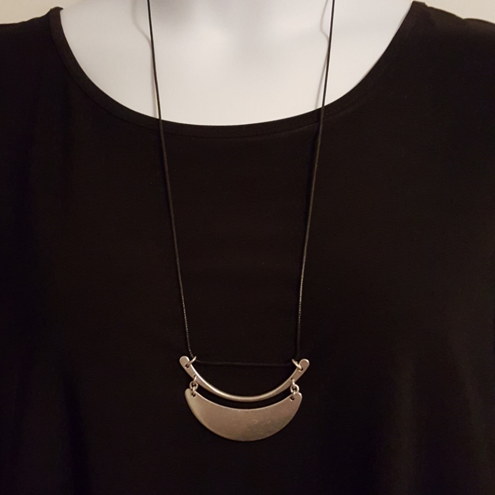 Modern Silver Pendant w/Leather